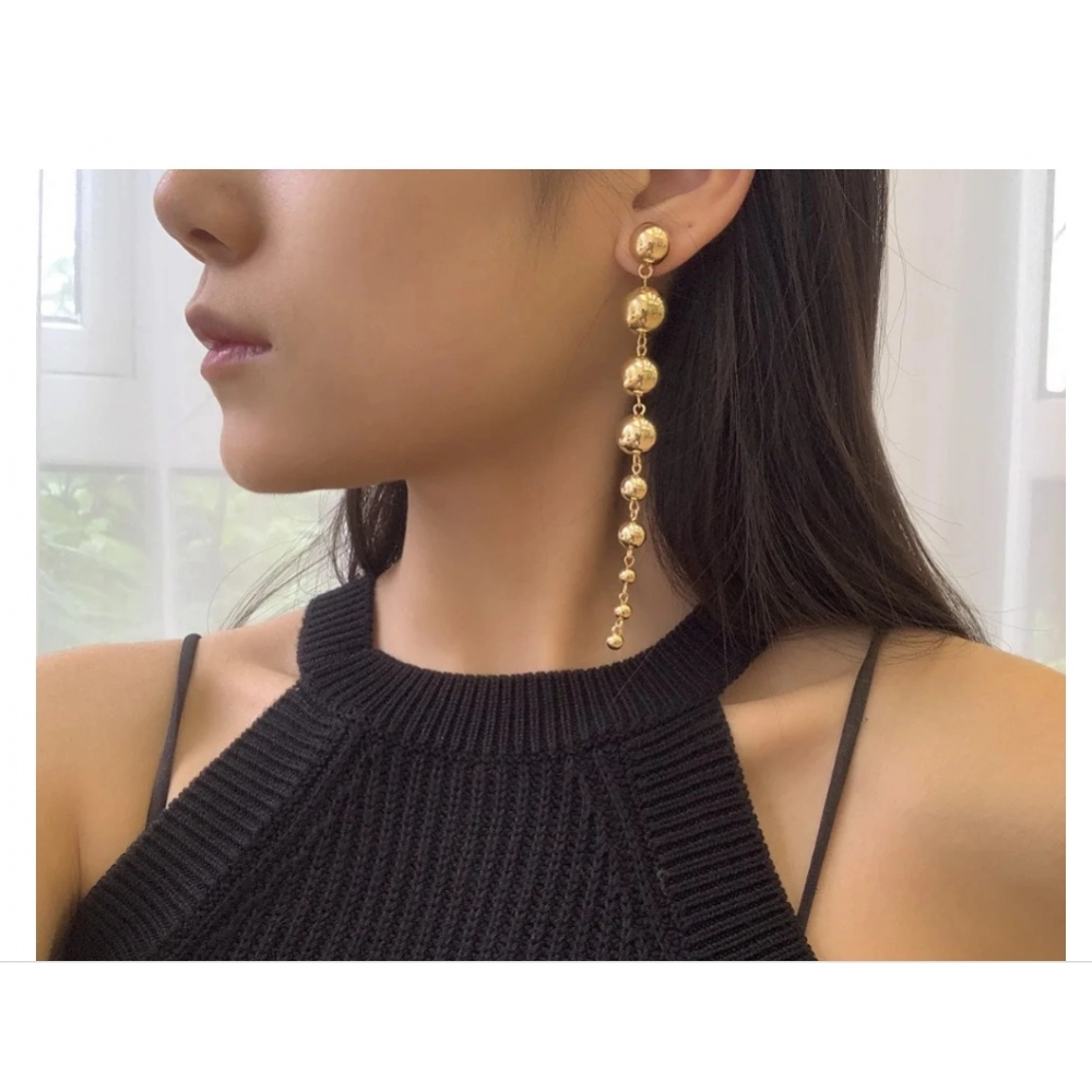 Vintage CCB Material Beads Drop Earrings for Women Fashion Gold Color Irregular Bead Long Dangle Earrings Trendy Jewelry Gift