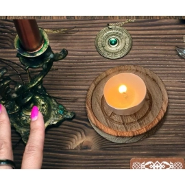 Witch Altar Tray Astrology Plate Ritual Dish Decor Pentacle Candle Holder Pentagram Wooden Tray Wiccan Tarot Candlestick Plate
