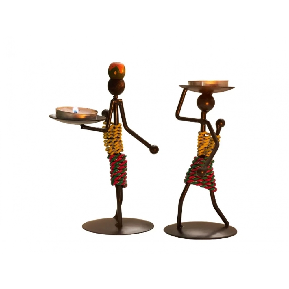 Vintage Metal Candlestick Handmade Iron Candle Holder Creative Crafts Miniature Wrought Holder Home Living Room Decoration