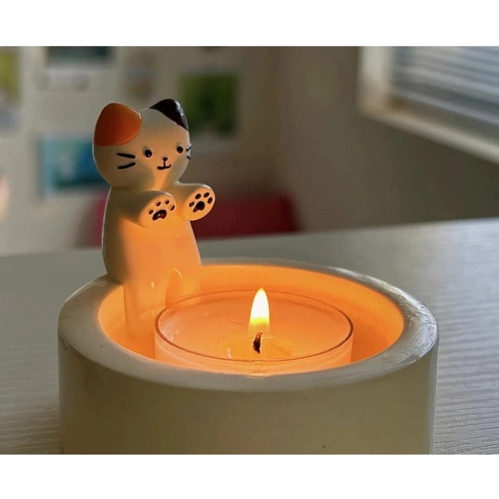 Kitten Candle Holder Cute Cat Candlestick Creative Aromatherapy Candle Holder Durable High Tempe Cartoon Candlestick Decoration
