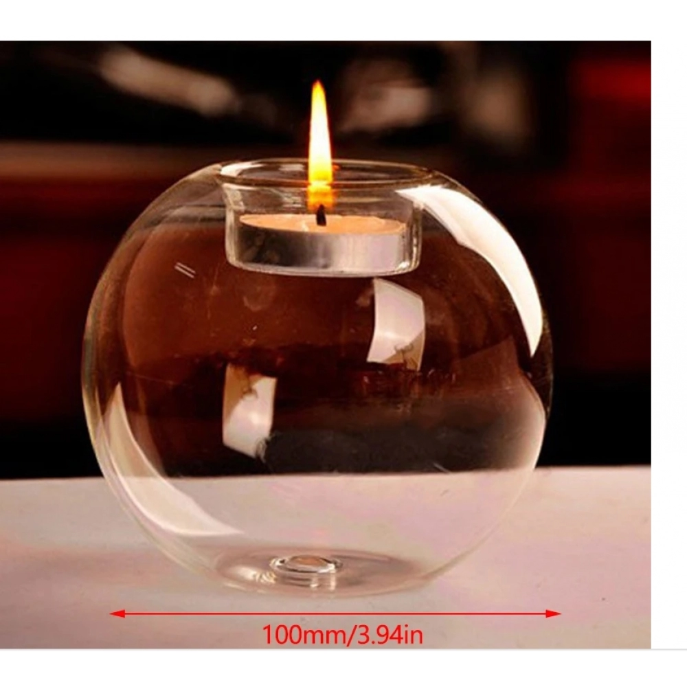 Transparent Glass Candle Holder Wedding Dinner Table Decoration Bar Party Christmas Candlestick Rustic Round Glass Candlestick