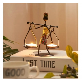 Vintage Metal Candlestick Handmade Iron Candle Holder Creative Crafts Miniature Wrought Holder Home Living Room Decoration