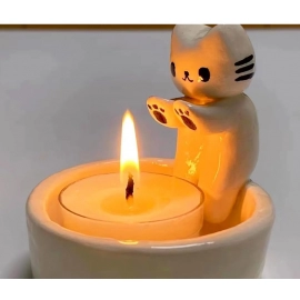 Kitten Candle Holder Cute Cat Candlestick Creative Aromatherapy Candle Holder Durable High Tempe Cartoon Candlestick Decoration