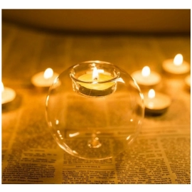 Transparent Glass Candle Holder Wedding Dinner Table Decoration Bar Party Christmas Candlestick Rustic Round Glass Candlestick