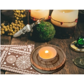 Witch Altar Tray Astrology Plate Ritual Dish Decor Pentacle Candle Holder Pentagram Wooden Tray Wiccan Tarot Candlestick Plate