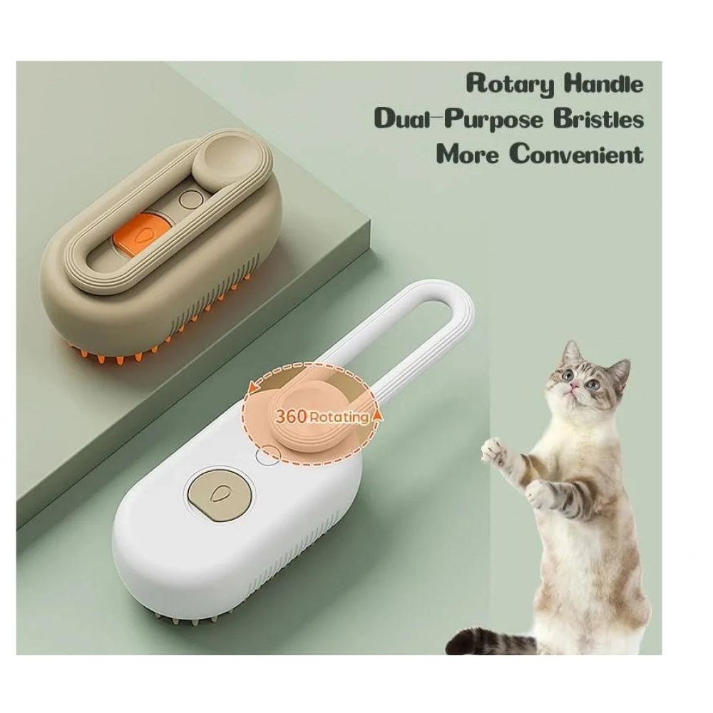Steamy Dog Brush Electric Spray Cat Hair Brush 3 in1 Dog Steamer Brush for Massage Pet Grooming Removing Tangled and Loose Hair